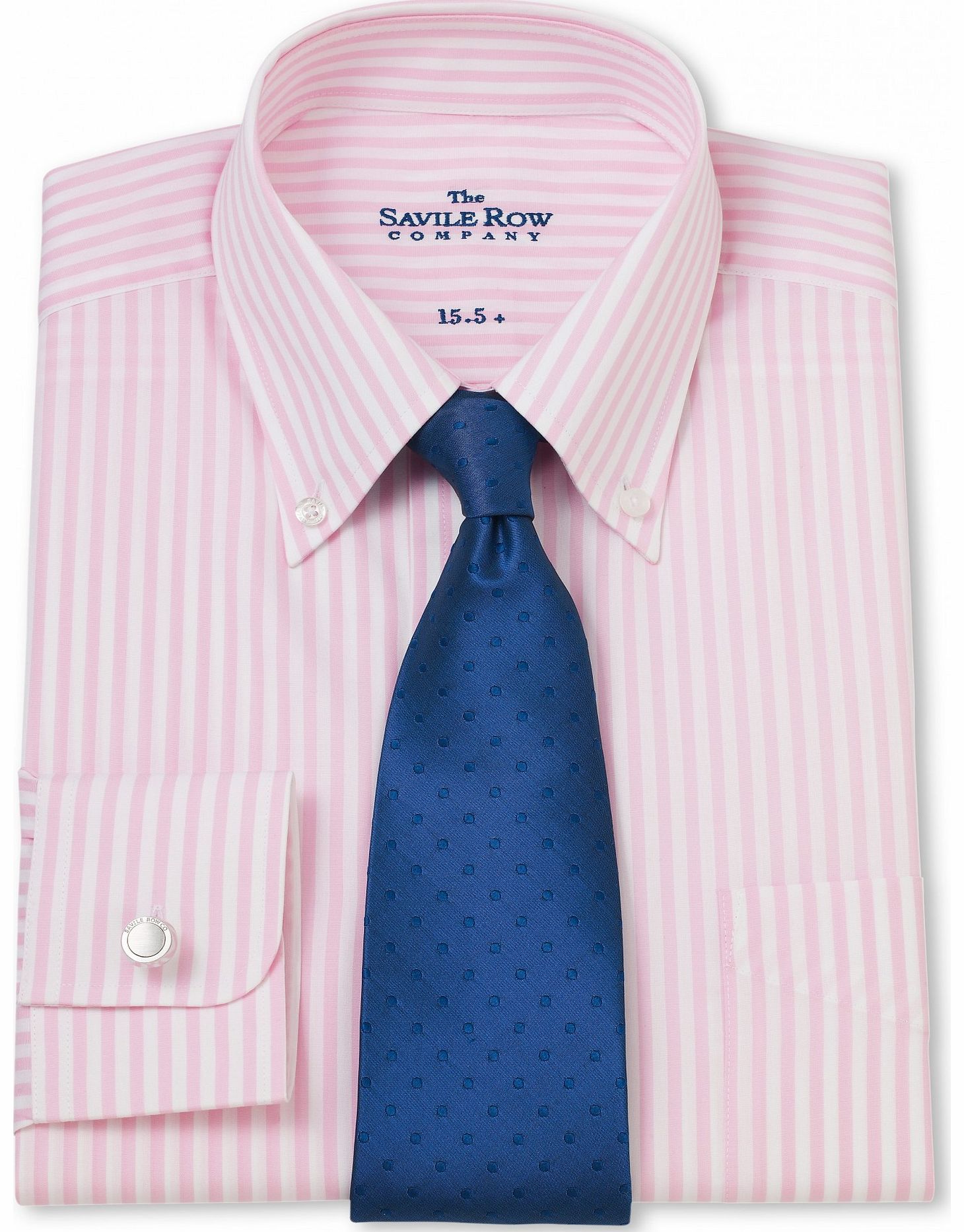 Savile Row Company Pink White Bengal Stripe Button Down Classic Fit