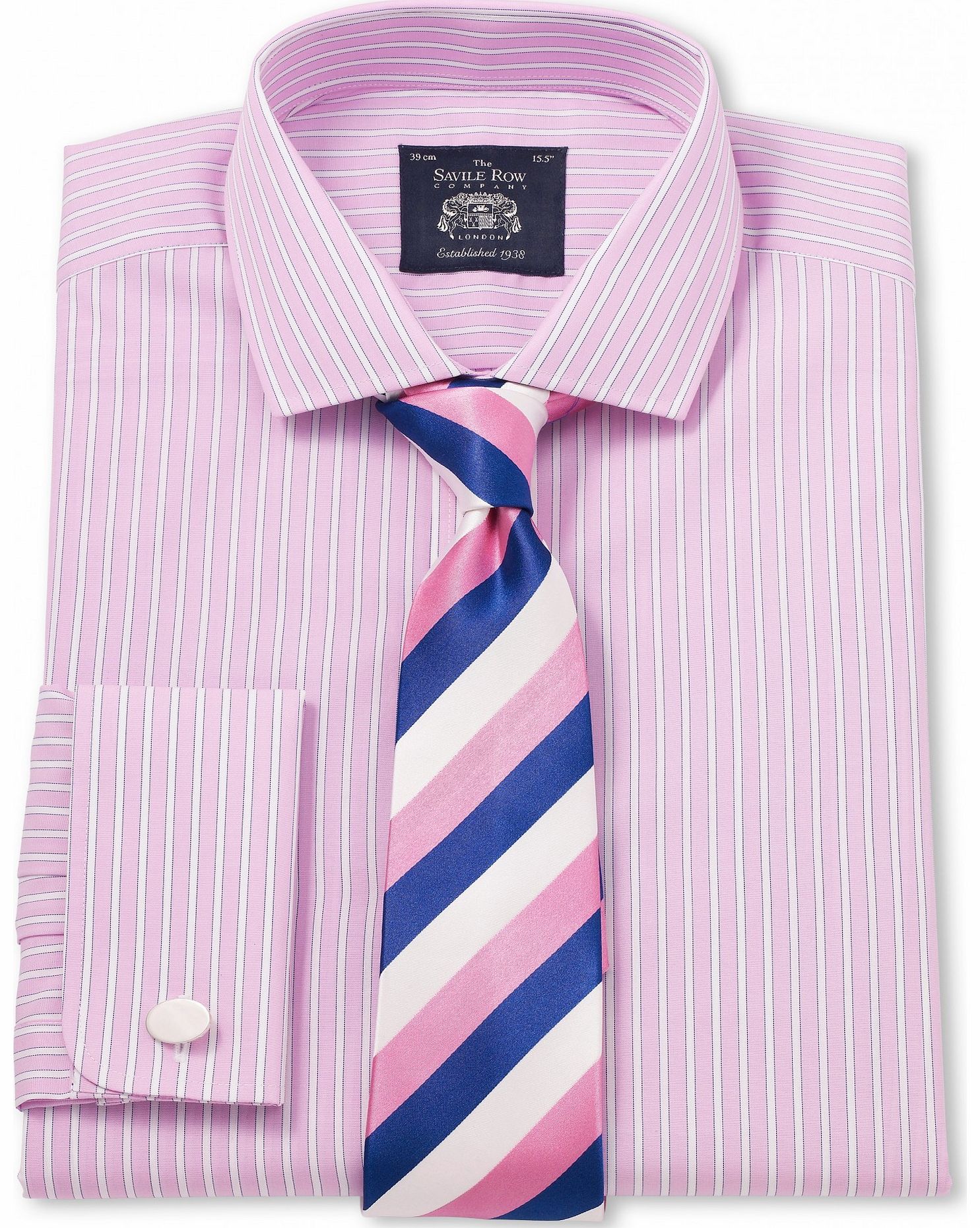 Pink White Poplin Stripe Extra Slim Fit Shirt 14