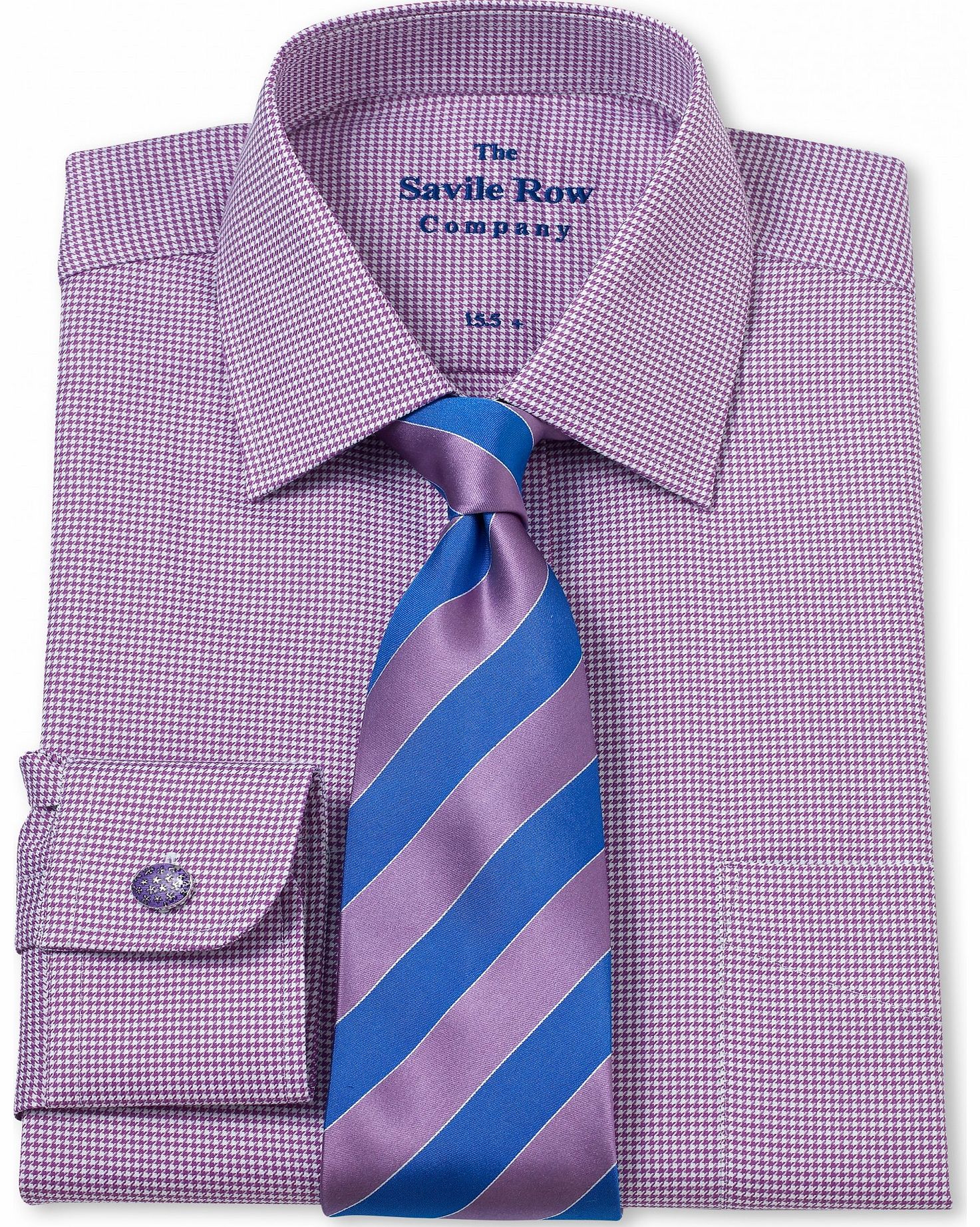 Savile Row Company Purple White Puppy Tooth Windsor Collar Classic