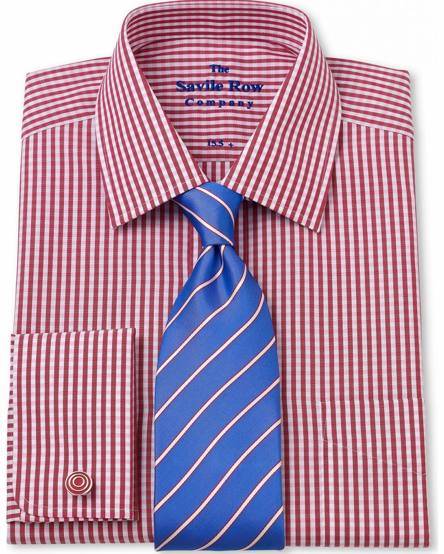 Savile Row Company Red Tonal Gingham Classic Fit Shirt 15 1/2``