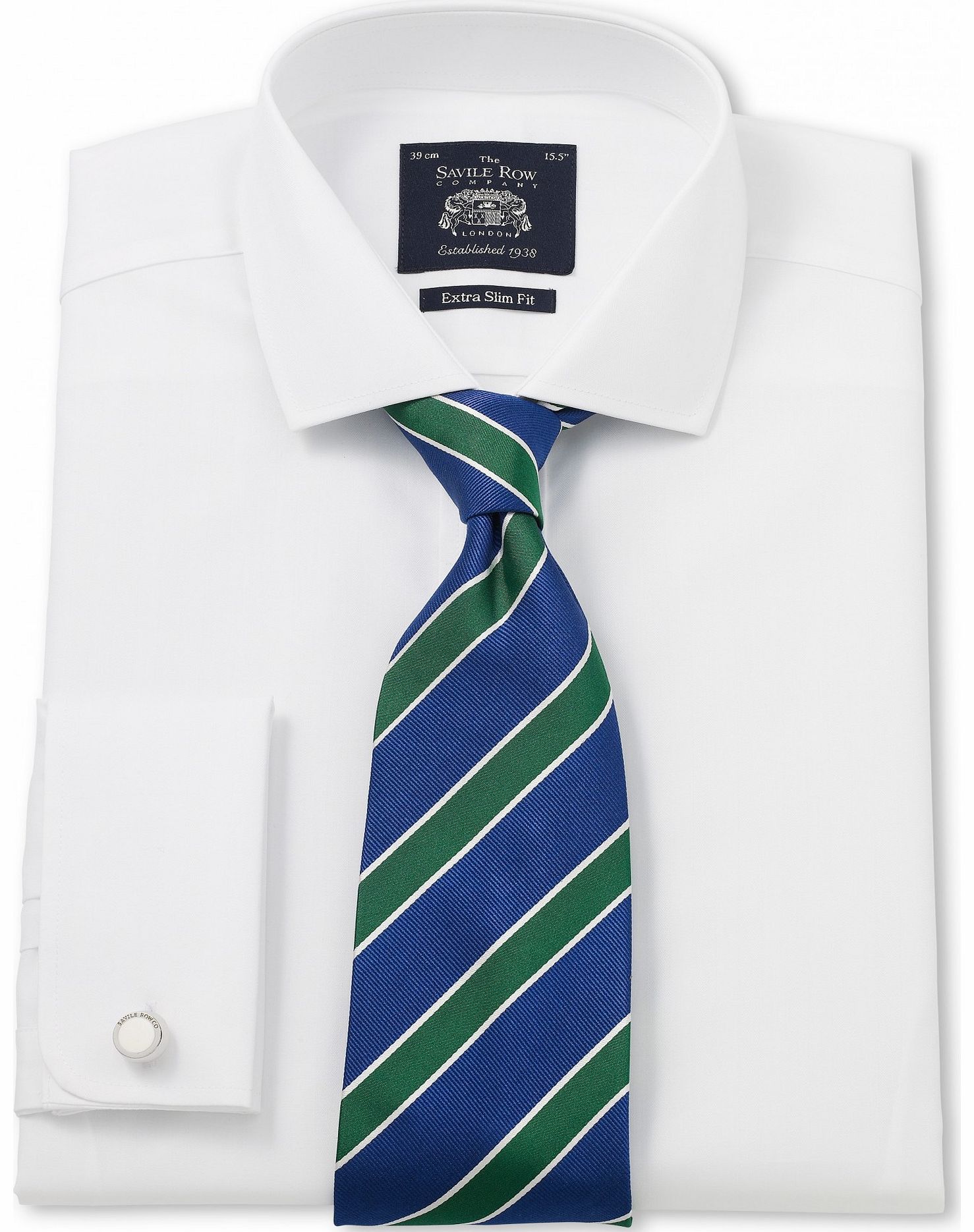 Savile Row Company White Luxury Herringbone Extra Slim Fit Shirt 15