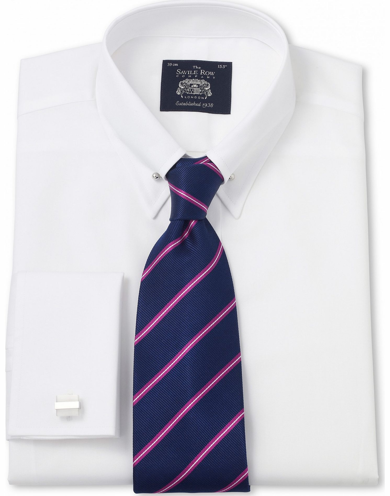 Savile Row Company White Pin Collar Slim Fit Shirt 15`` Lengthened