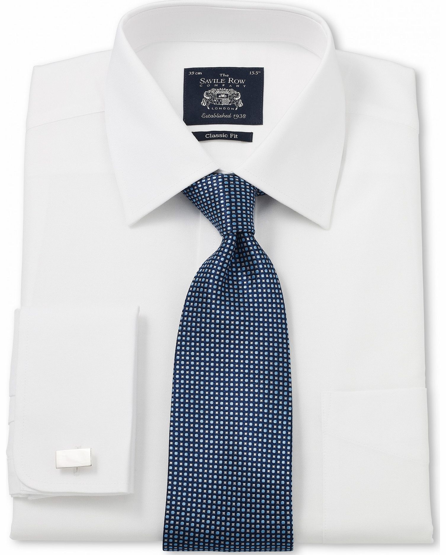 Savile Row Company White Pin Point Windsor Collar Classic Fit Shirt