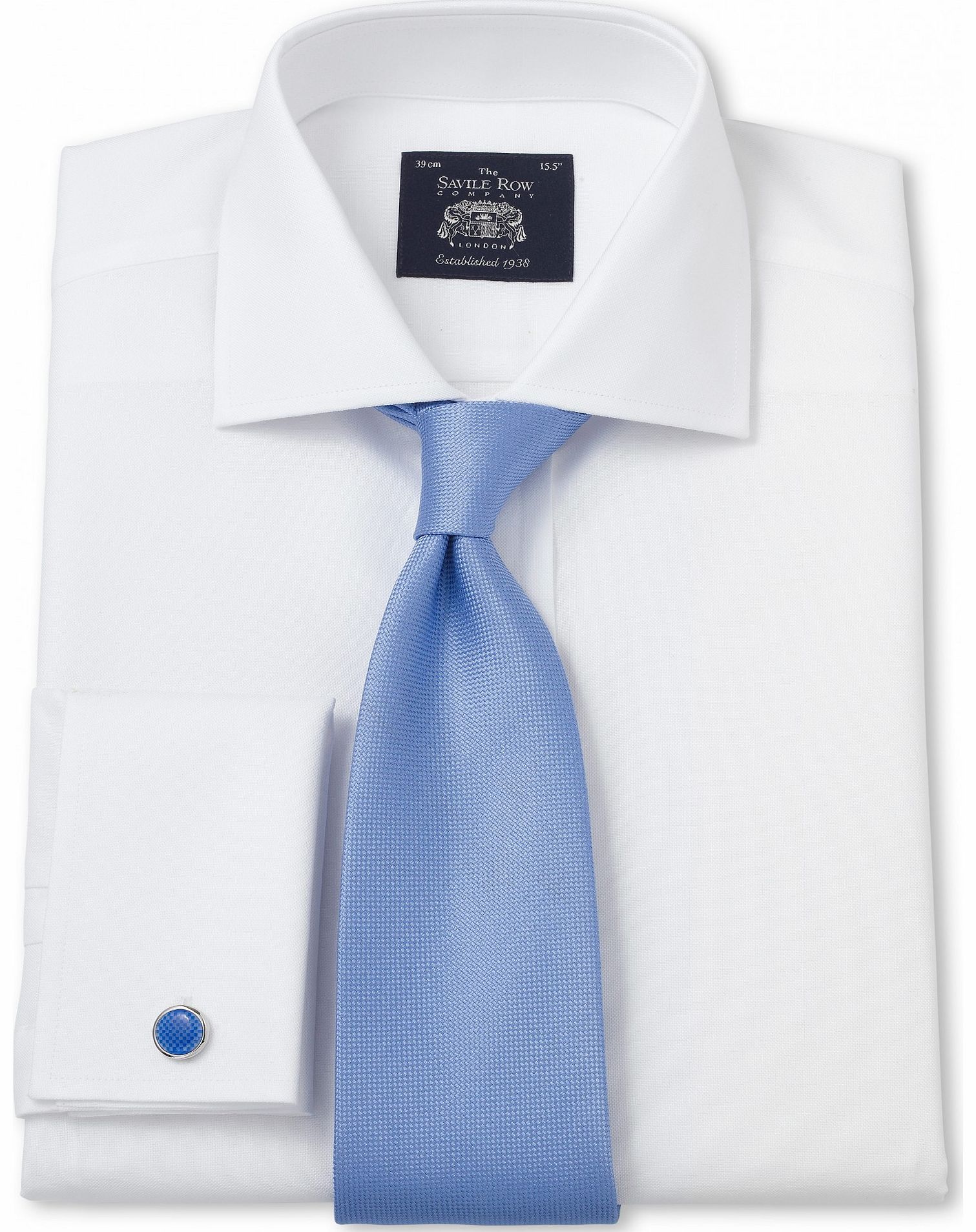 Savile Row Company White Pinpoint Slim Fit Shirt 18`` Lengthened