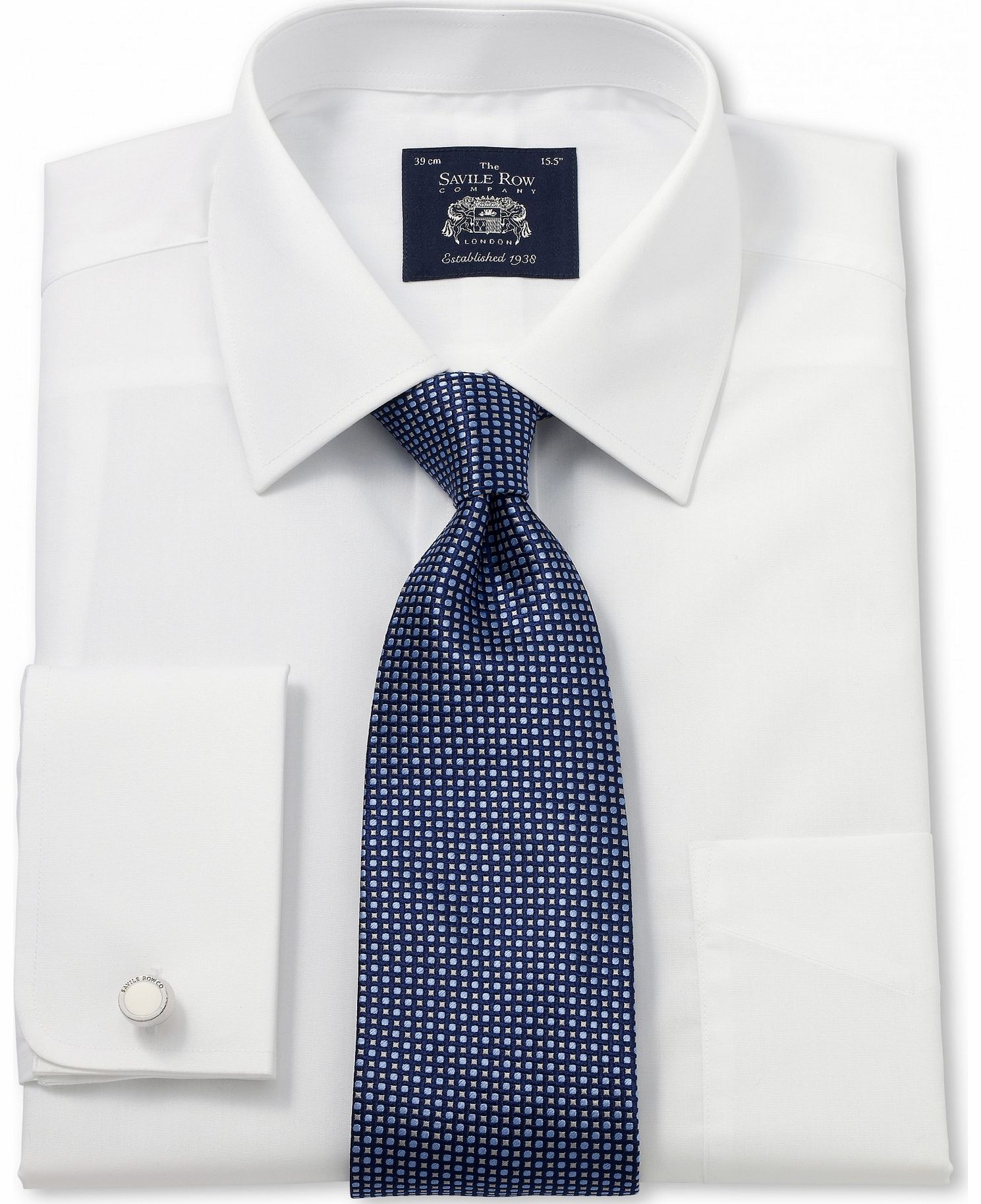 Savile Row Company White Poplin Classic Fit Shirt 15 1/2`` Standard