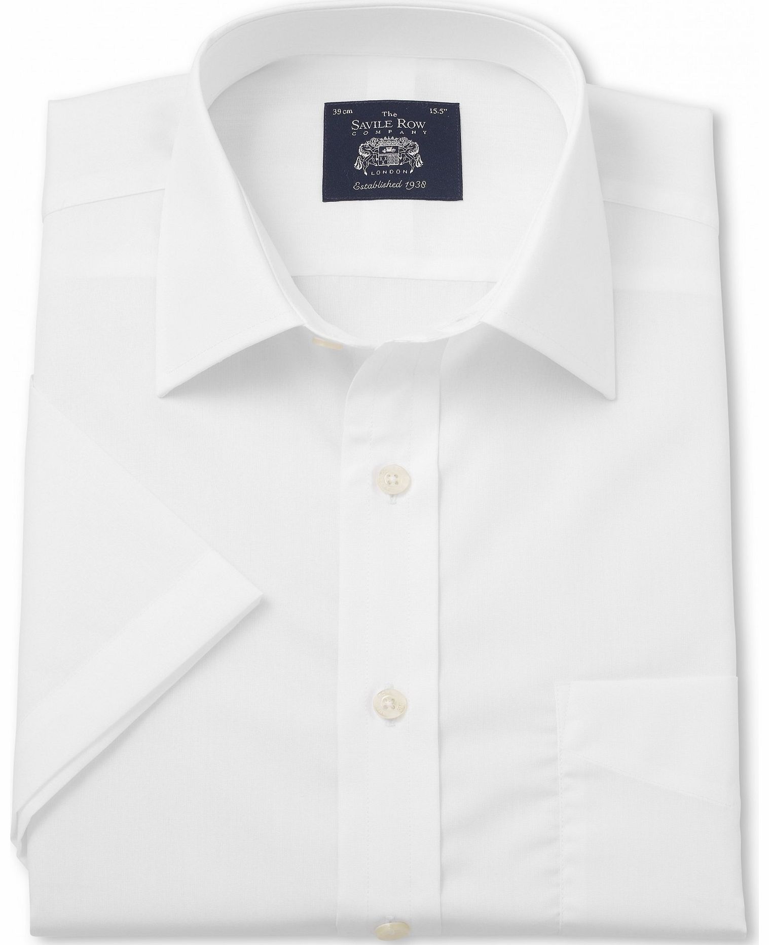 Savile Row Company White Poplin Classic Fit Short Sleeve Shirt 15