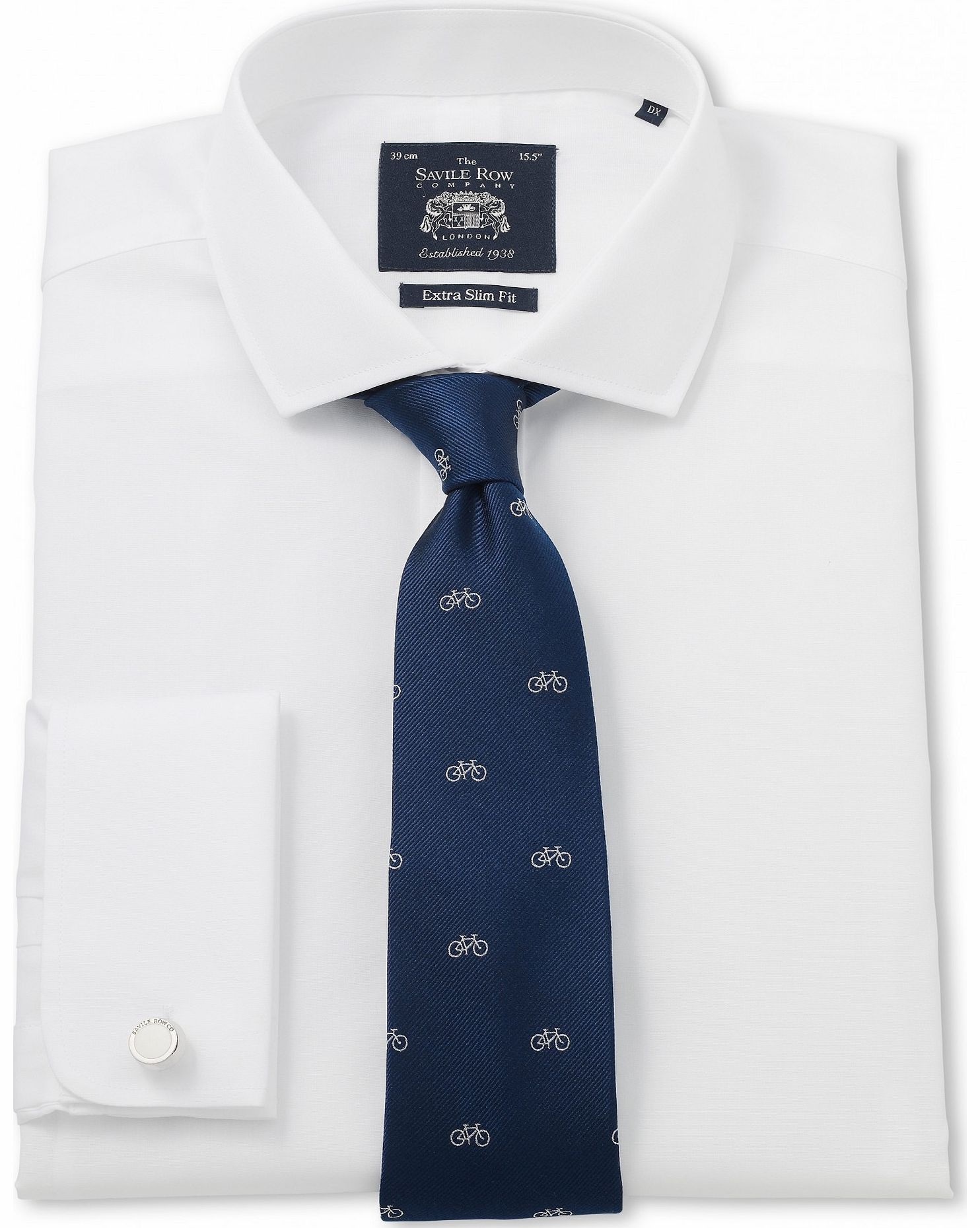 Savile Row Company White Poplin Extra Slim Fit Shirt 16`` Double