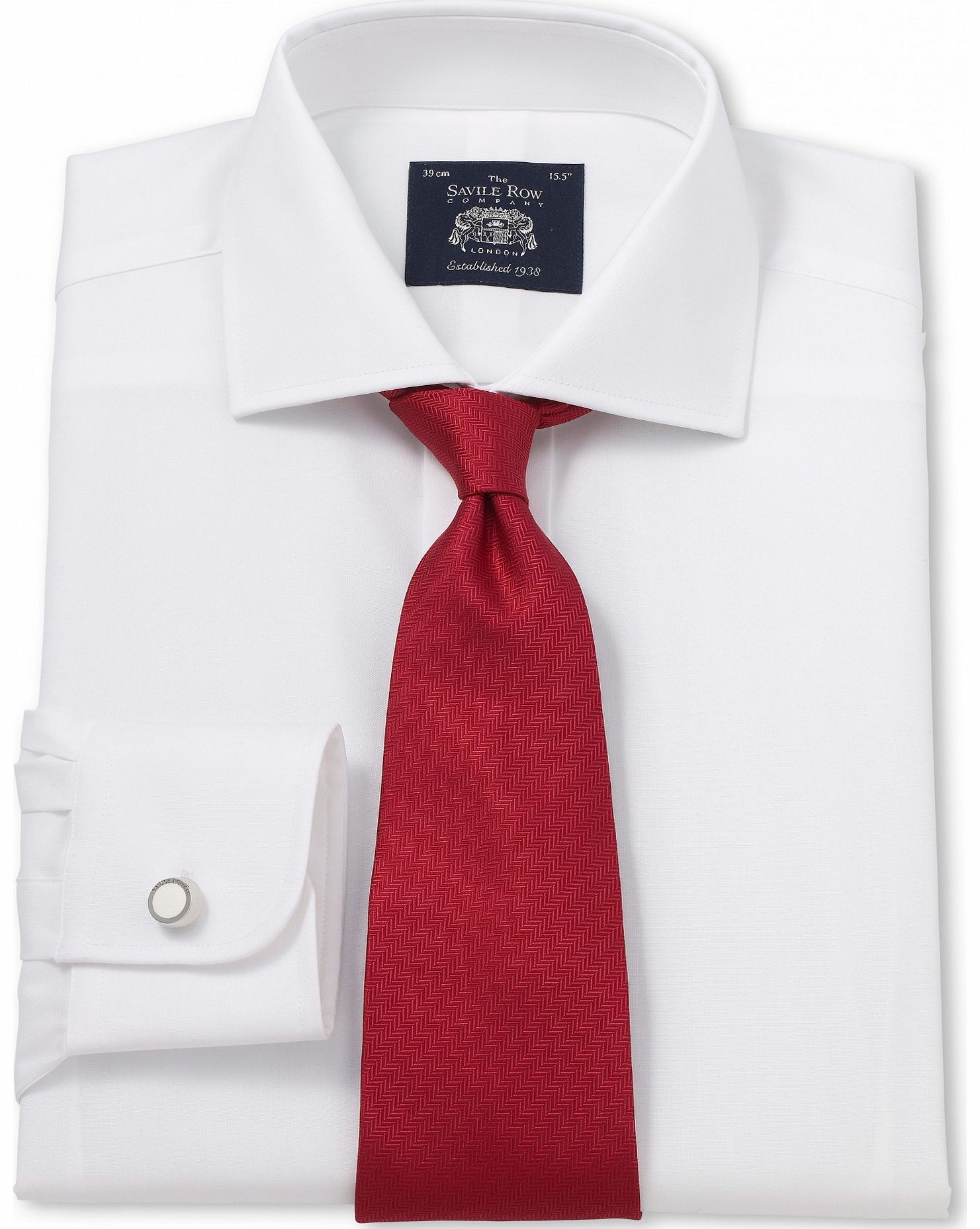 Savile Row Company White Poplin Non Iron Slim Fit Shirt 15 1/2``