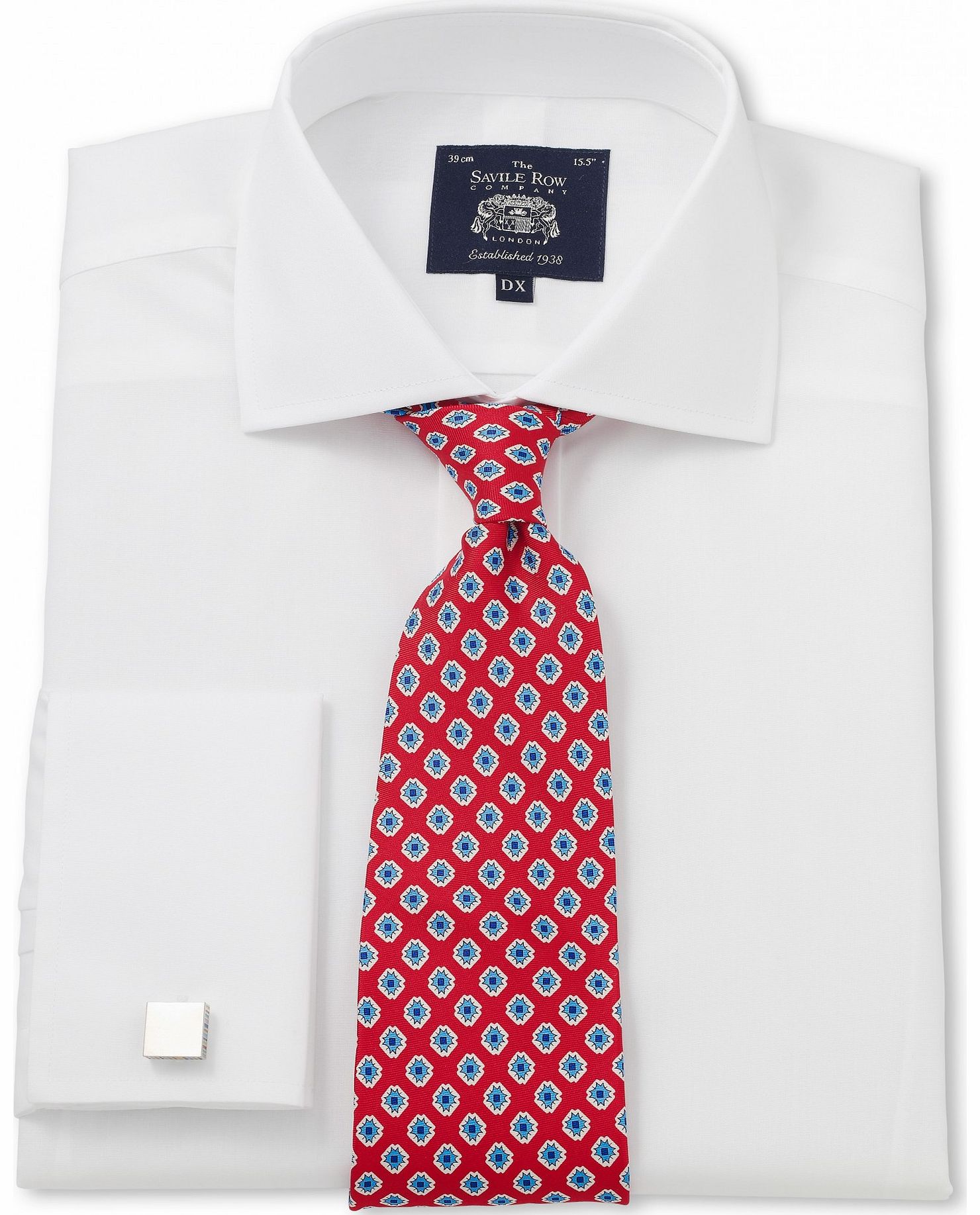 Savile Row Company White Poplin Slim Fit Shirt 15`` Lengthened Double