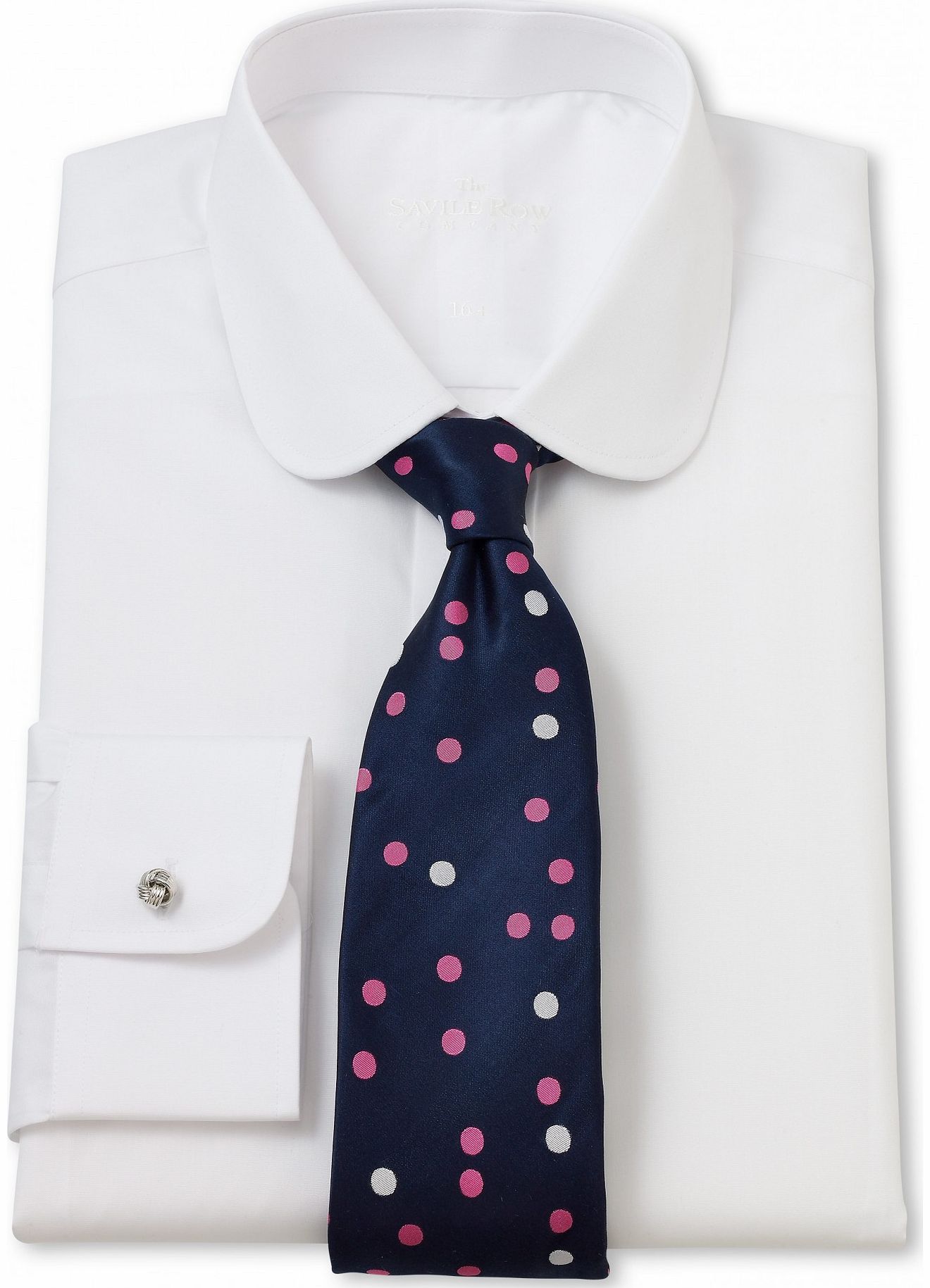 Savile Row Company White Round Collar Slim Fit Shirt 15`` Standard
