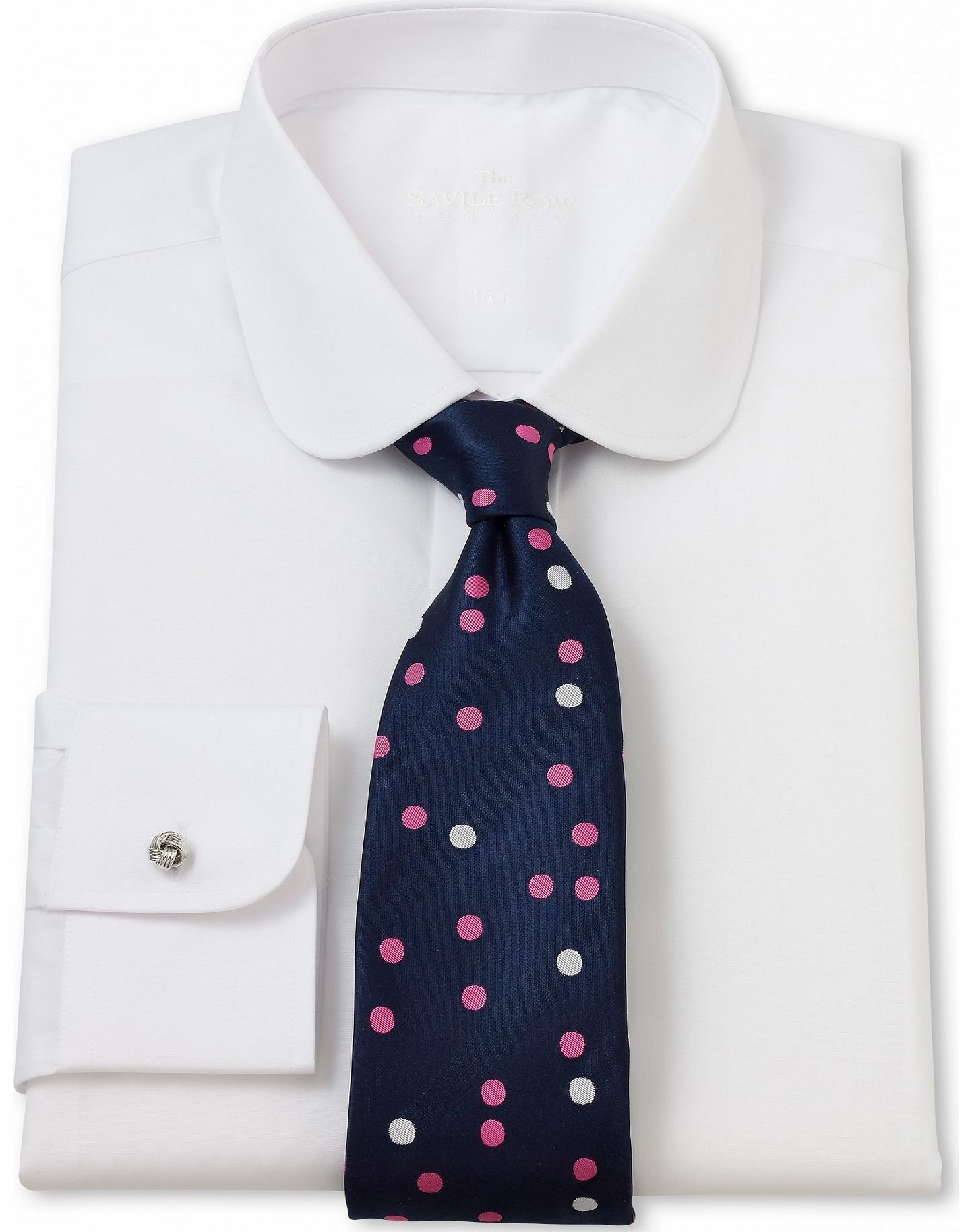 Savile Row Company White Round Collar Slim Fit Shirt 17 1/2``