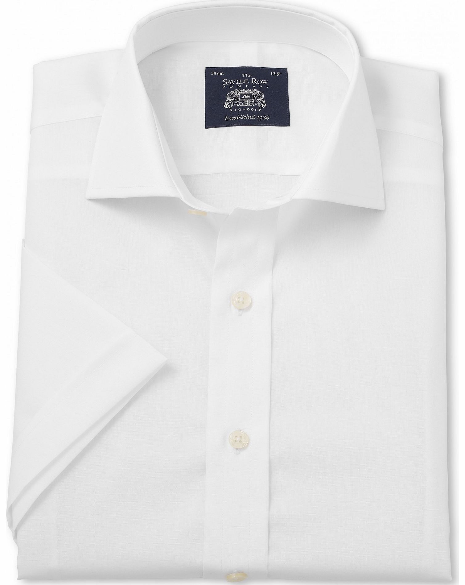 White Slim Fit Short Sleeve Shirt 15 1/2`` Short
