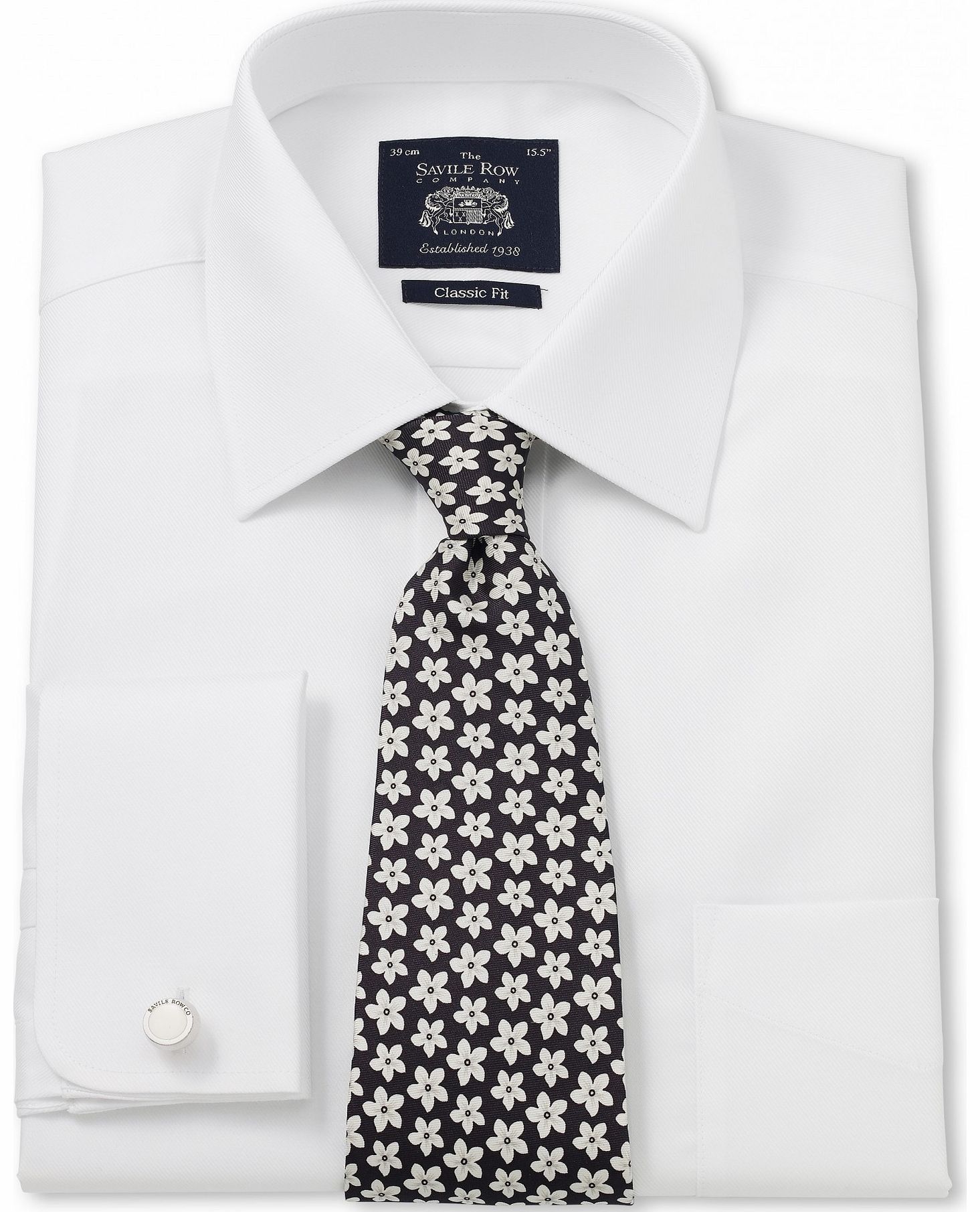 Savile Row Company White Twill Windsor Collar Classic Fit Shirt 15