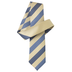 Cream/Blue Stripe/Plain Knot Skinny Pure Silk Tie