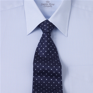 Savile Row Fine Blue White Satin Stripe with Pointed Collar Shirt