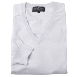 Grey Cotton/Cashmere V-Neck Sweater