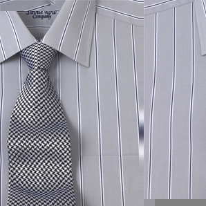 Savile Row Grey Cotton Stripe Shirt