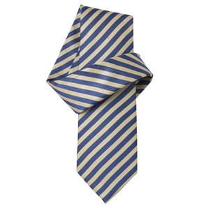 Savile Row Lemon/Blue Stripe Pure Silk Tie