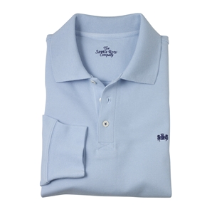 Savile Row Light Blue Men` Long Sleeve Polo