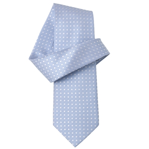 Light Blue/White Dots Pure Silk Tie