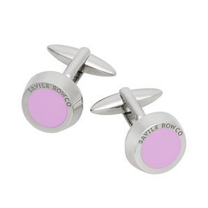 Savile Row Lilac Enamel and Silver Effect Cufflinks