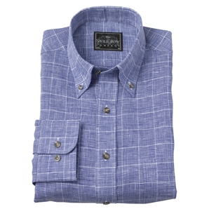 Savile Row Navy/Blue Linen Check Shirt