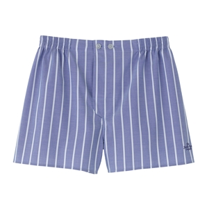 Savile Row Navy Blue Stripe Cotton Boxer Shorts
