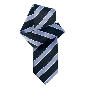 Navy Blue Stripe Pure Silk Tie