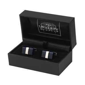 Savile Row Navy Cat` Eye Cufflinks
