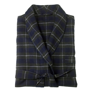 Savile Row Navy Check Men` Brushed Cotton Dressing Gown