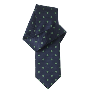 Savile Row Navy Green Spotted Pure Silk Tie