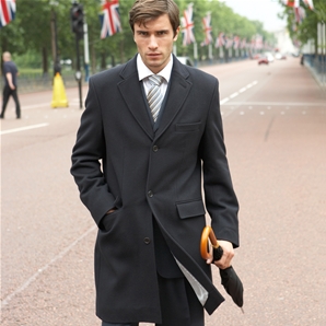 Savile Row Navy Herringbone Overcoat