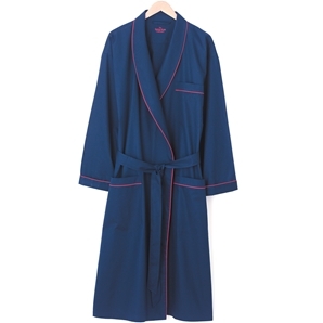 Savile Row Navy Men` Cotton Poplin Dressing Gown