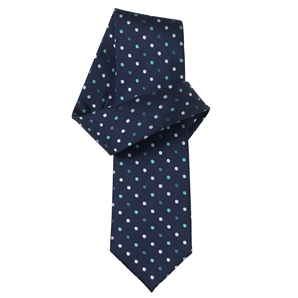 Navy/Mint/Green Spots Pure Silk Tie