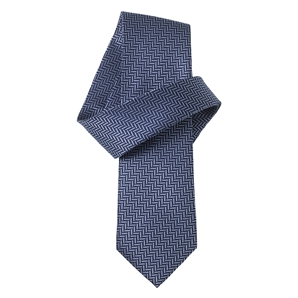 Savile Row Navy Pale Blue Herringbone Pure Silk Tie