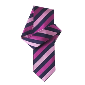 Savile Row Navy Pink Purple Striped Pure Silk Tie
