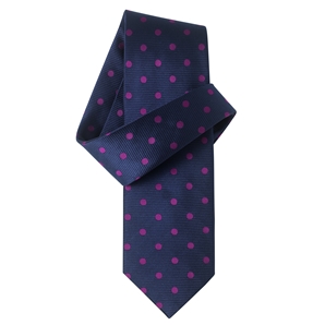 Savile Row Navy Pink Spotted Pure Silk Tie