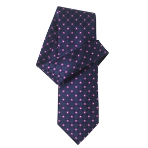 Savile Row Navy Pink Sunray Spotted Pure Silk Tie