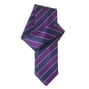 Savile Row Navy Purple Club Stripe Pure Silk Tie