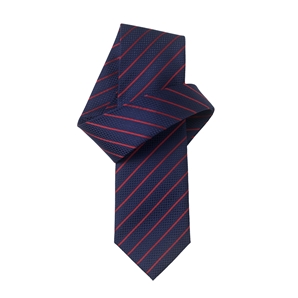 Savile Row Navy Red Fine Stripe Pure Silk Tie