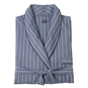 Savile Row Navy Stripe Men` Cotton Poplin Dressing Gown