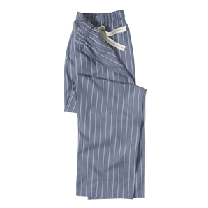 Savile Row Navy Stripe Men` Cotton Poplin Lounge Trouser