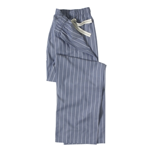 Savile Row Navy Stripe Men` Cotton Poplin Lounge Trouser