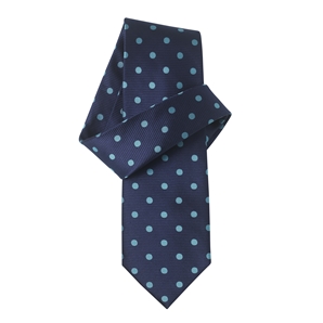 Savile Row Navy Turquoise Blue Spotted Pure Silk Tie