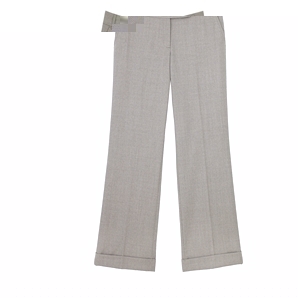 Oatmeal Beige Women` Flannel Turn Up Trousers