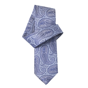 Savile Row Pale Blue Navy Paisley Pure Silk Tie