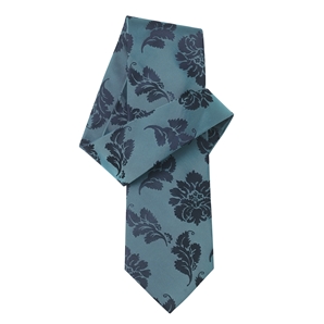 Savile Row Peacock Blue Navy Floral Pure Silk Tie
