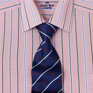 Savile Row Pink Blue Grey Multi Stripe Classic Shirt
