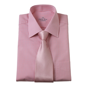 Savile Row Pink White Short-Sleeved Gingham Check Shirt