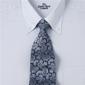 Savile Row Plain Blue Cotton, Button Down Collar Shirt